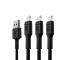 Set 3x Câble Lightning Type C 1,2m Green Cell PowerStream Charge rapide pour Apple iPhone