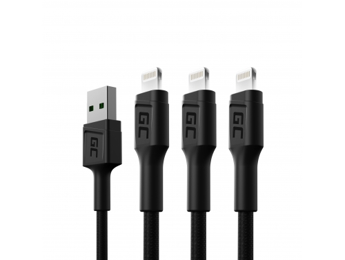 Set 3x Câble Lightning Type C 2m Green Cell PowerStream Charge rapide pour Apple iPhone