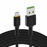 Câble Micro USB 2m LED Green Cell Ray Charge rapide, Ultra Charge, Quick Charge 3.0