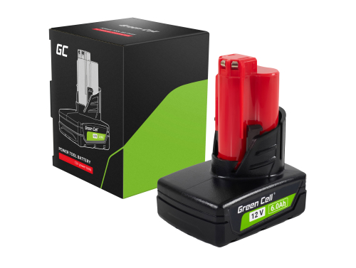 Batterie Green Cell pour outils électriques Milwaukee M12 12V 6Ah Batterie de remplacement M12 B6 4932451395