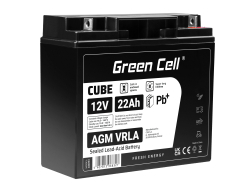 Batterie Green Cell® AGM 12V 22Ah batterie plomb-acide sans entretien pour tondeuses à gazon, chariots de golf, food trucks